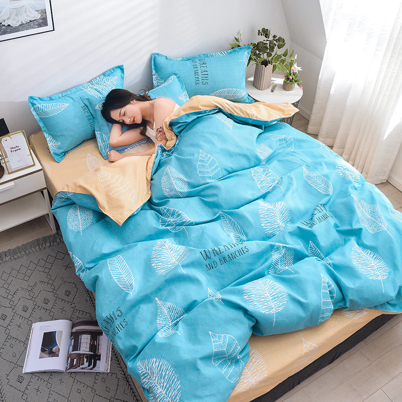 KTX-312979 Scandinavian Style Cotton Duvet Cover Set for Single Bed - Elegant European Patterns, 4-Piece Bedding Collection