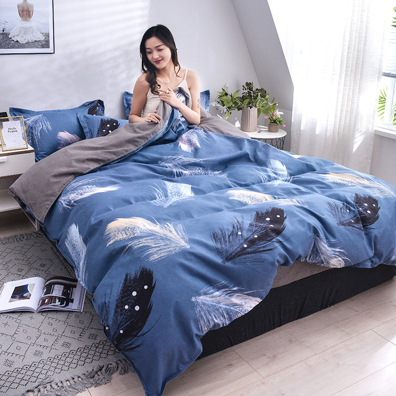 KTX-312979 Scandinavian Style Cotton Duvet Cover Set for Single Bed - Elegant European Patterns, 4-Piece Bedding Collection