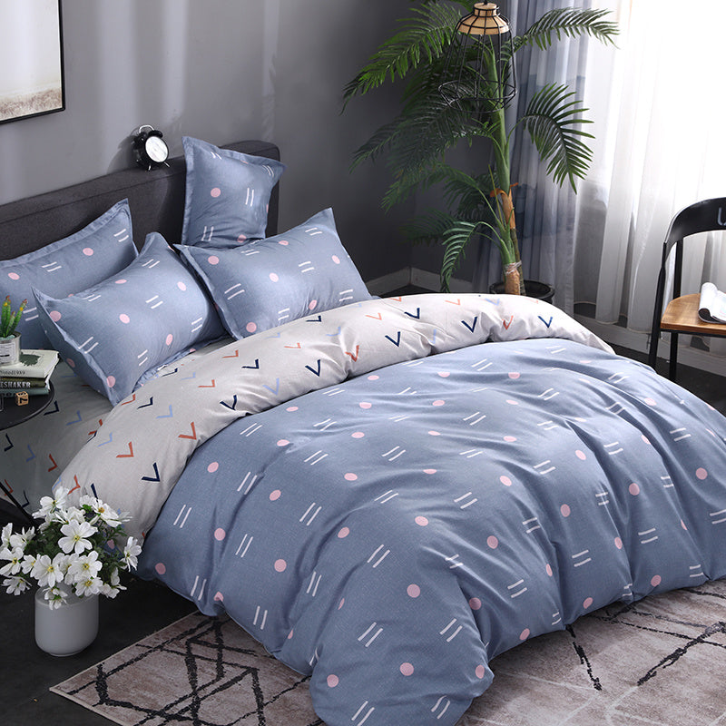 KTX-312979 Scandinavian Style Cotton Duvet Cover Set for Single Bed - Elegant European Patterns, 4-Piece Bedding Collection