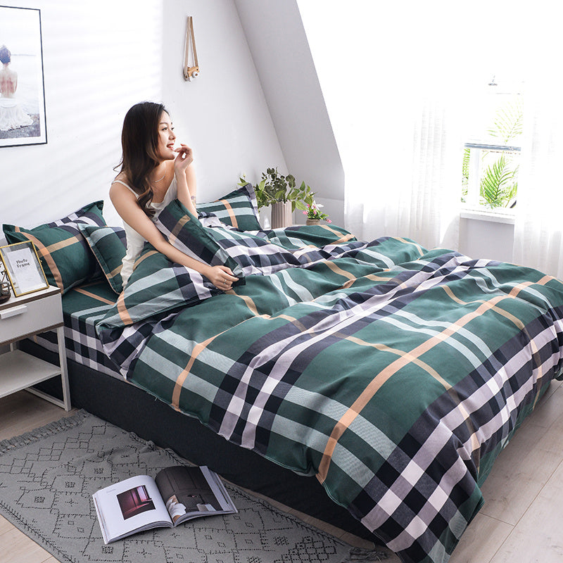 KTX-312979 Scandinavian Style Cotton Duvet Cover Set for Single Bed - Elegant European Patterns, 4-Piece Bedding Collection