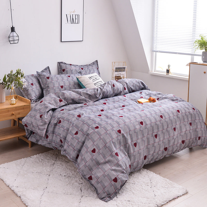 KTX-312979 Scandinavian Style Cotton Duvet Cover Set for Single Bed - Elegant European Patterns, 4-Piece Bedding Collection