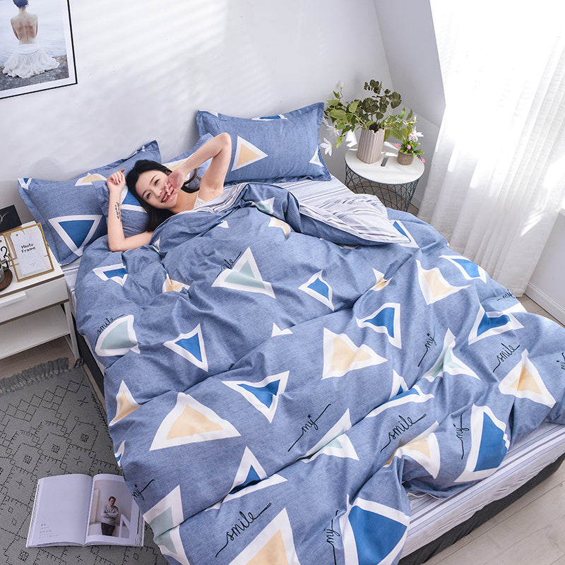 KTX-312979 Scandinavian Style Cotton Duvet Cover Set for Single Bed - Elegant European Patterns, 4-Piece Bedding Collection