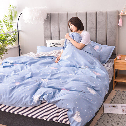 KTX-312979 Scandinavian Style Cotton Duvet Cover Set for Single Bed - Elegant European Patterns, 4-Piece Bedding Collection