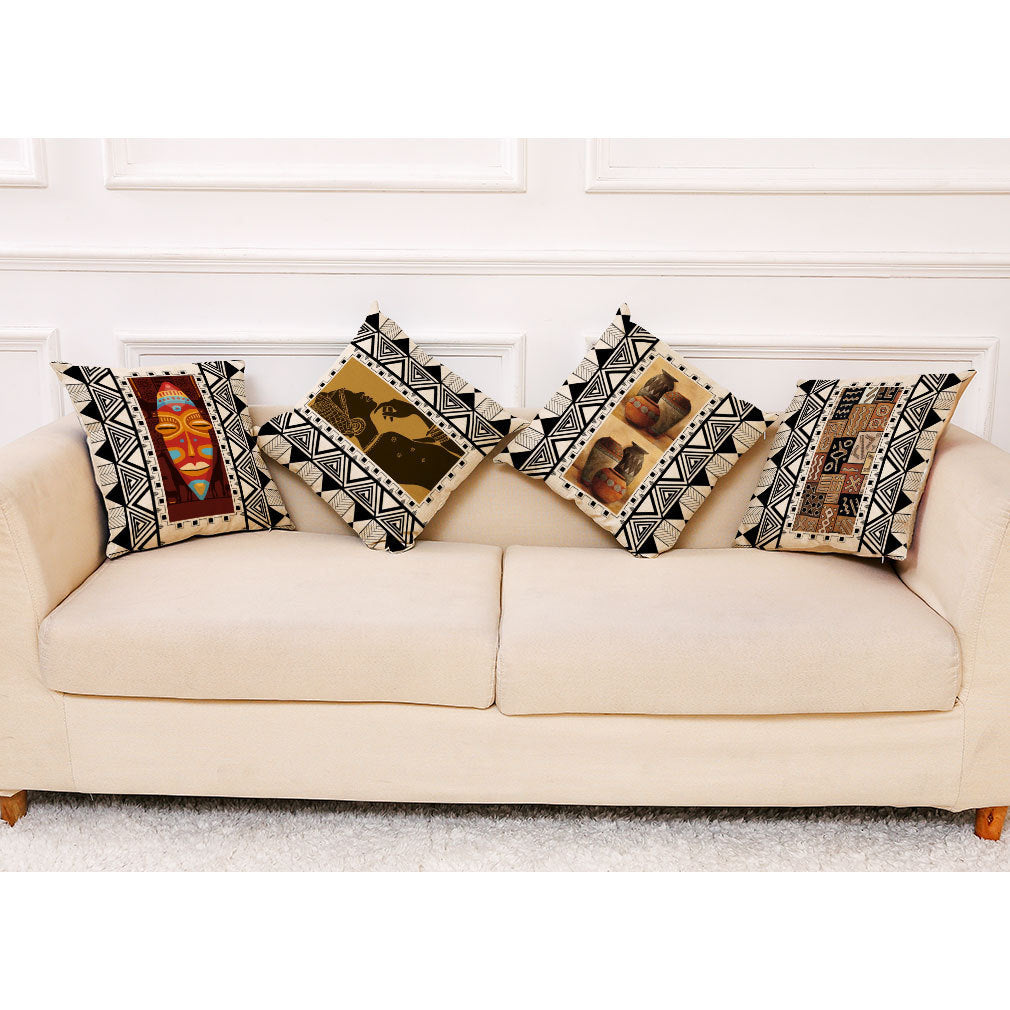 KTX-313875 Artistic Geometric Cotton and Linen Pillowcase – 45*45 cm, Soft Velvet and Encrypted Linen Options