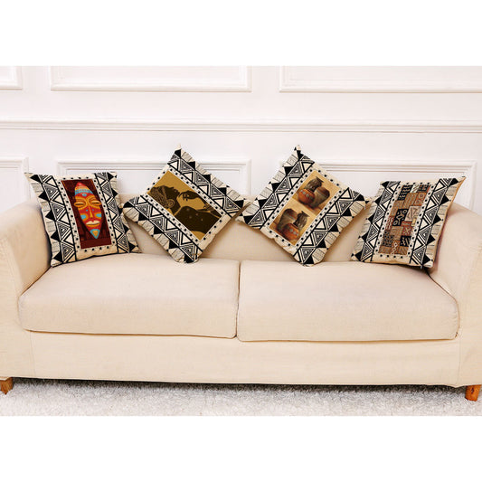 KTX-313875 Artistic Geometric Cotton and Linen Pillowcase – 45*45 cm, Soft Velvet and Encrypted Linen Options