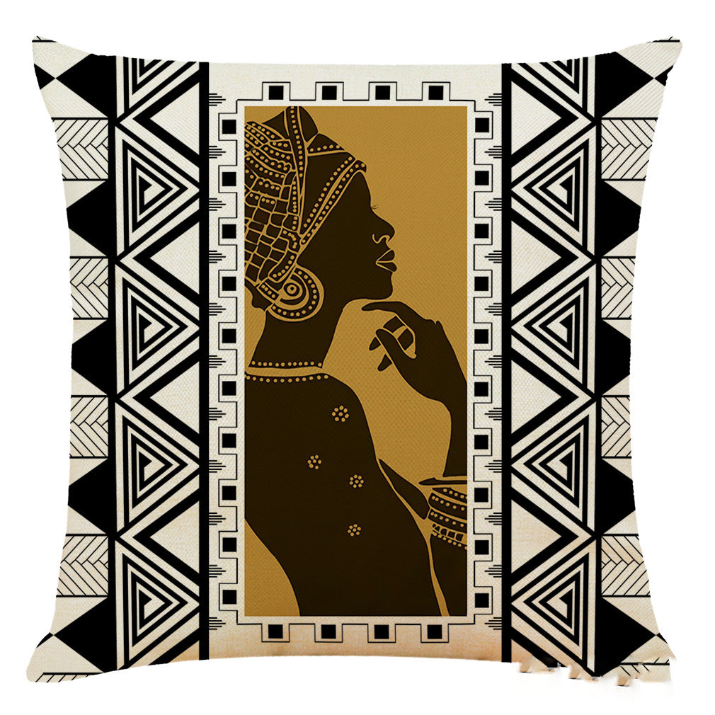 KTX-313875 Artistic Geometric Cotton and Linen Pillowcase – 45*45 cm, Soft Velvet and Encrypted Linen Options