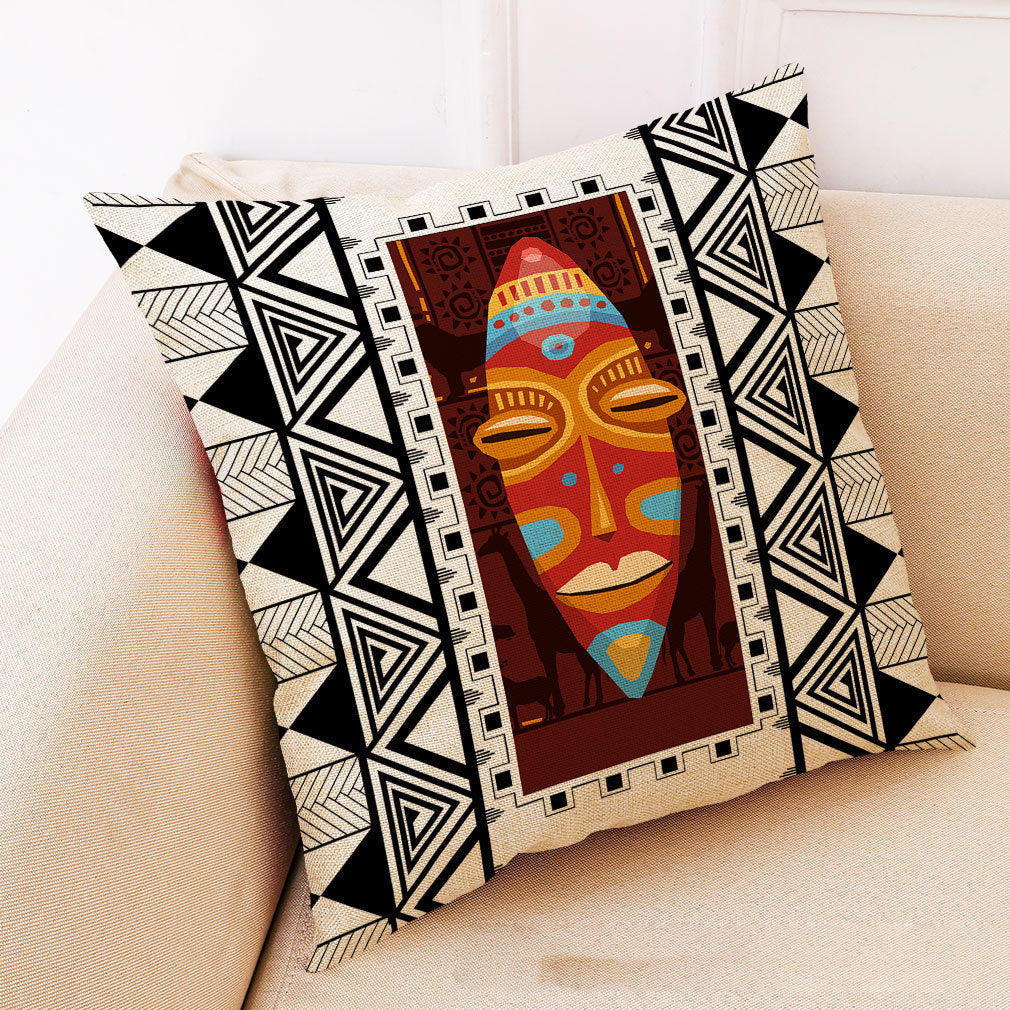 KTX-313875 Artistic Geometric Cotton and Linen Pillowcase – 45*45 cm, Soft Velvet and Encrypted Linen Options