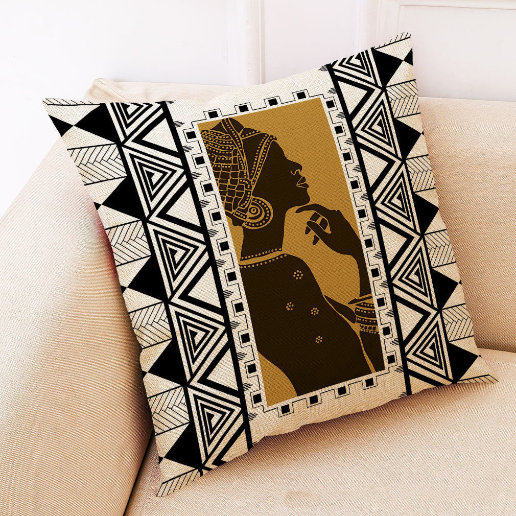 KTX-313875 Artistic Geometric Cotton and Linen Pillowcase – 45*45 cm, Soft Velvet and Encrypted Linen Options