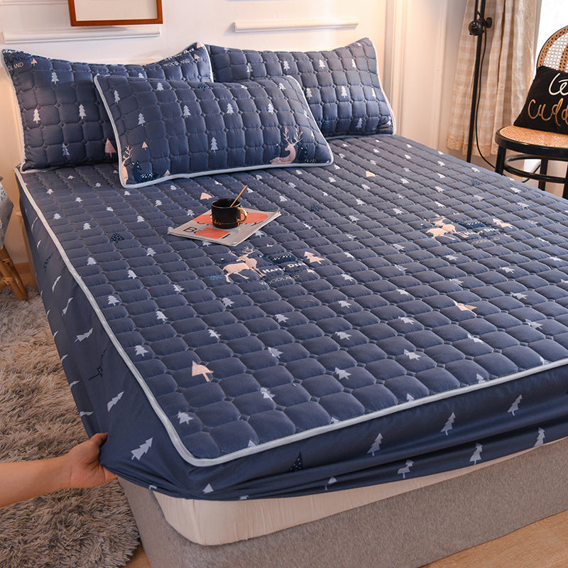 KTX-314131 Waterproof Quilted Bedspread Mattress Cover for 30cm Mattresses