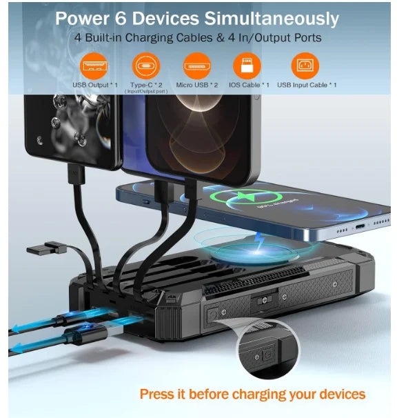 KTX-314323 Outdoor Waterproof Solar Power Bank 20000mAh with Fast Charging Portable Charger for Mobile Devices