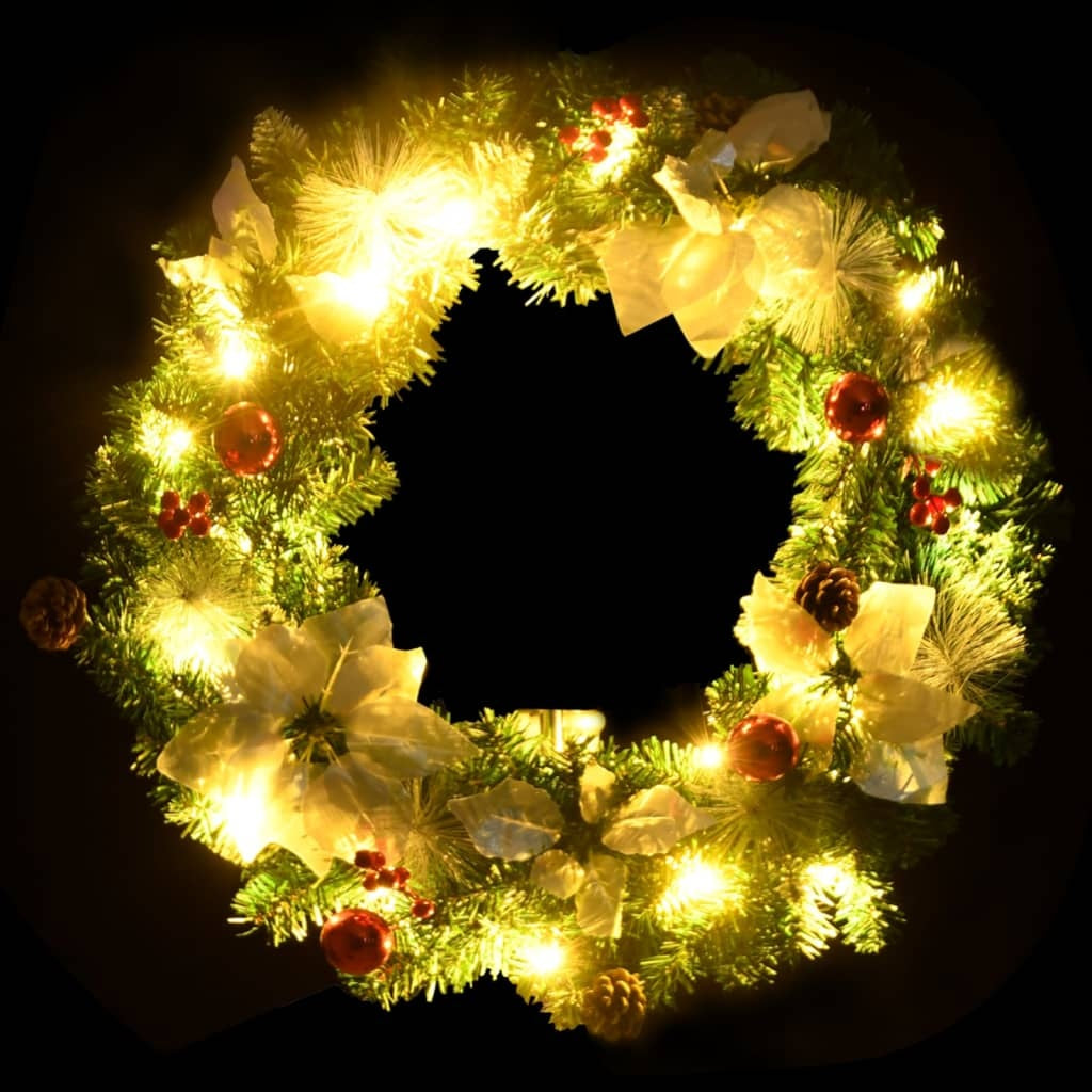 KTX-314771 LED Christmas Wreath 60 cm with Decorative Baubles and USB Power Source