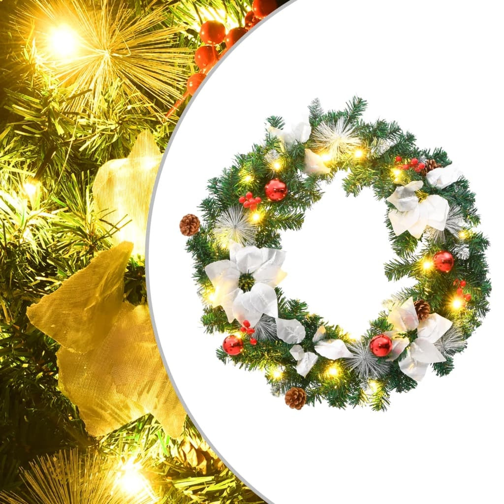KTX-314771 LED Christmas Wreath 60 cm with Decorative Baubles and USB Power Source