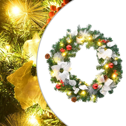 KTX-314771 LED Christmas Wreath 60 cm with Decorative Baubles and USB Power Source