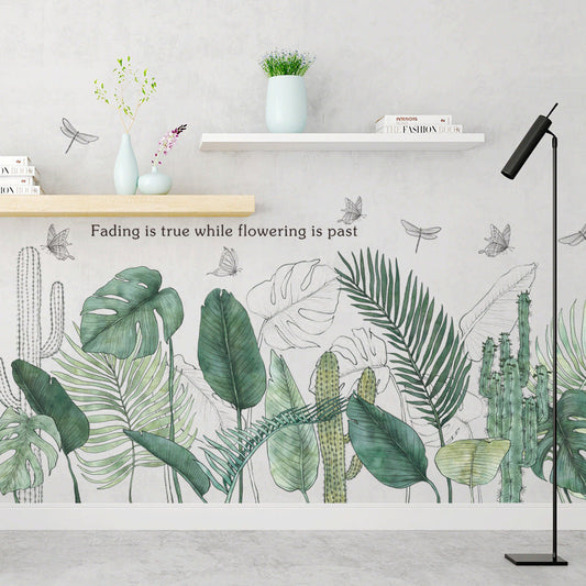 KTX-314899 Tropical Leaves Wall Mural for Living Room and Bedroom Decoration