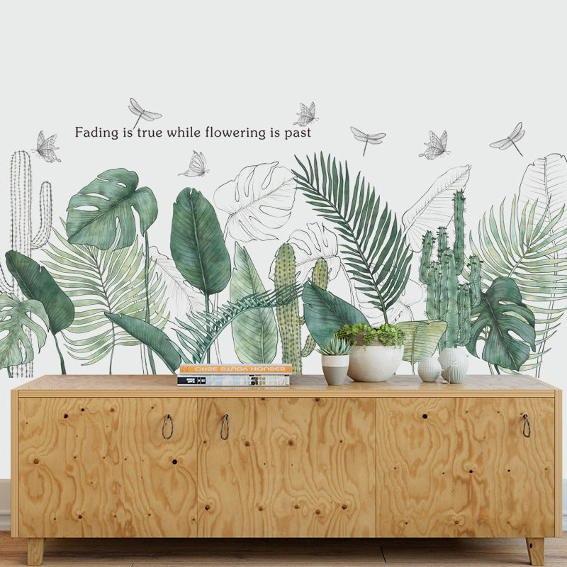 KTX-314899 Tropical Leaves Wall Mural for Living Room and Bedroom Decoration
