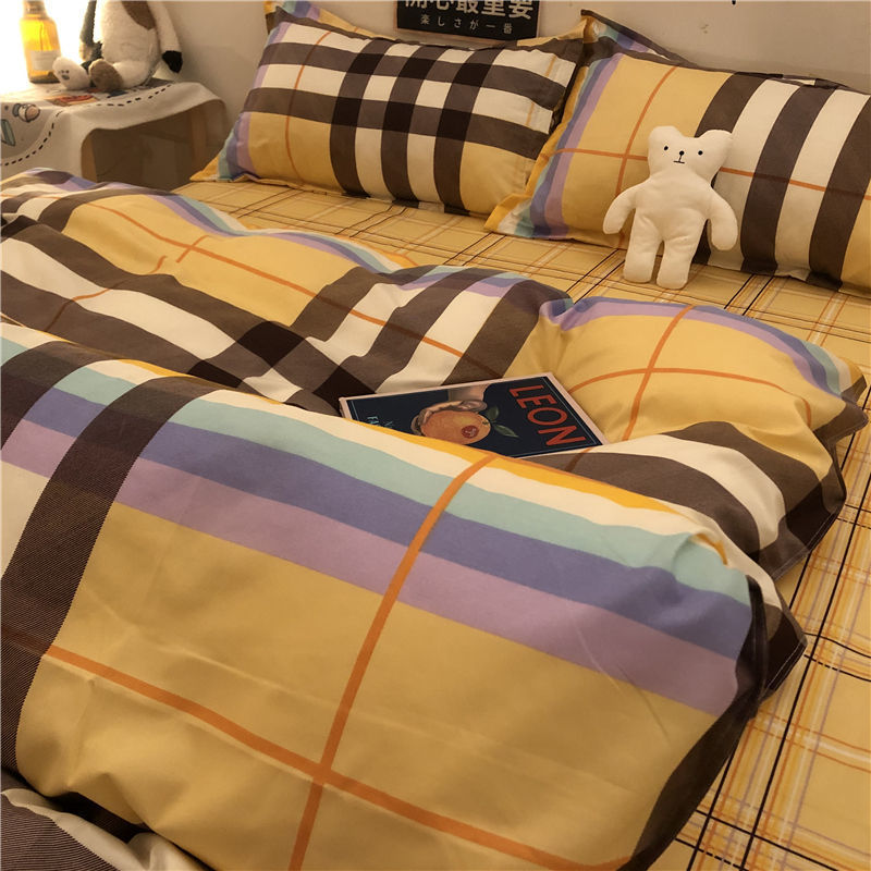 KTX-314963 Cartoon Brushed Washed Cotton 4-Piece Bed Sheet and Duvet Cover Set