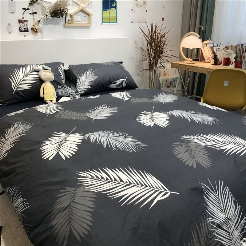 KTX-314963 Cartoon Brushed Washed Cotton 4-Piece Bed Sheet and Duvet Cover Set