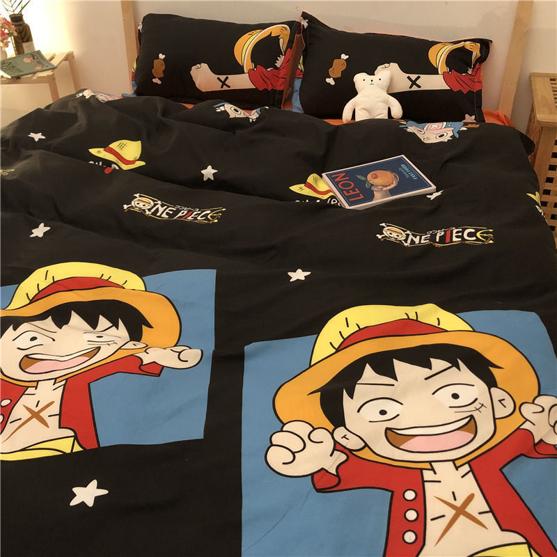 KTX-314963 Cartoon Brushed Washed Cotton 4-Piece Bed Sheet and Duvet Cover Set