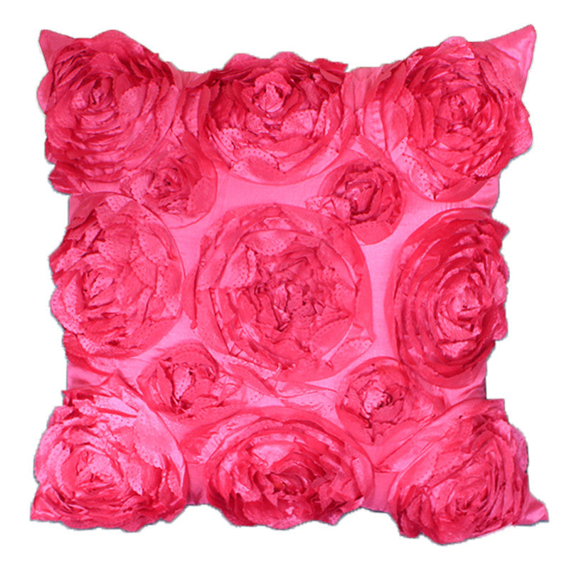 KTX-316115 Rose Embroidery Pillowcase in Pink, Ivory, Mint Green, and Rose - Soft Polyester Fabric