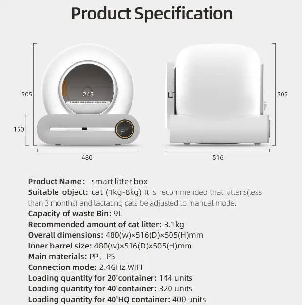 KTX-316563 Automatic Self-Cleaning Cat Litter Box with Large 65L Capacity and Odor Control Features