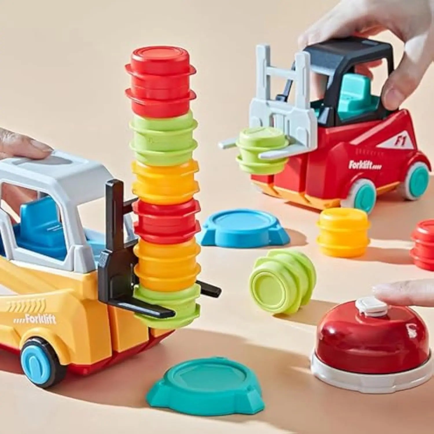 KTX-316947 Kids Montessori Engineer Forklift Balancing Stacking Game Toy