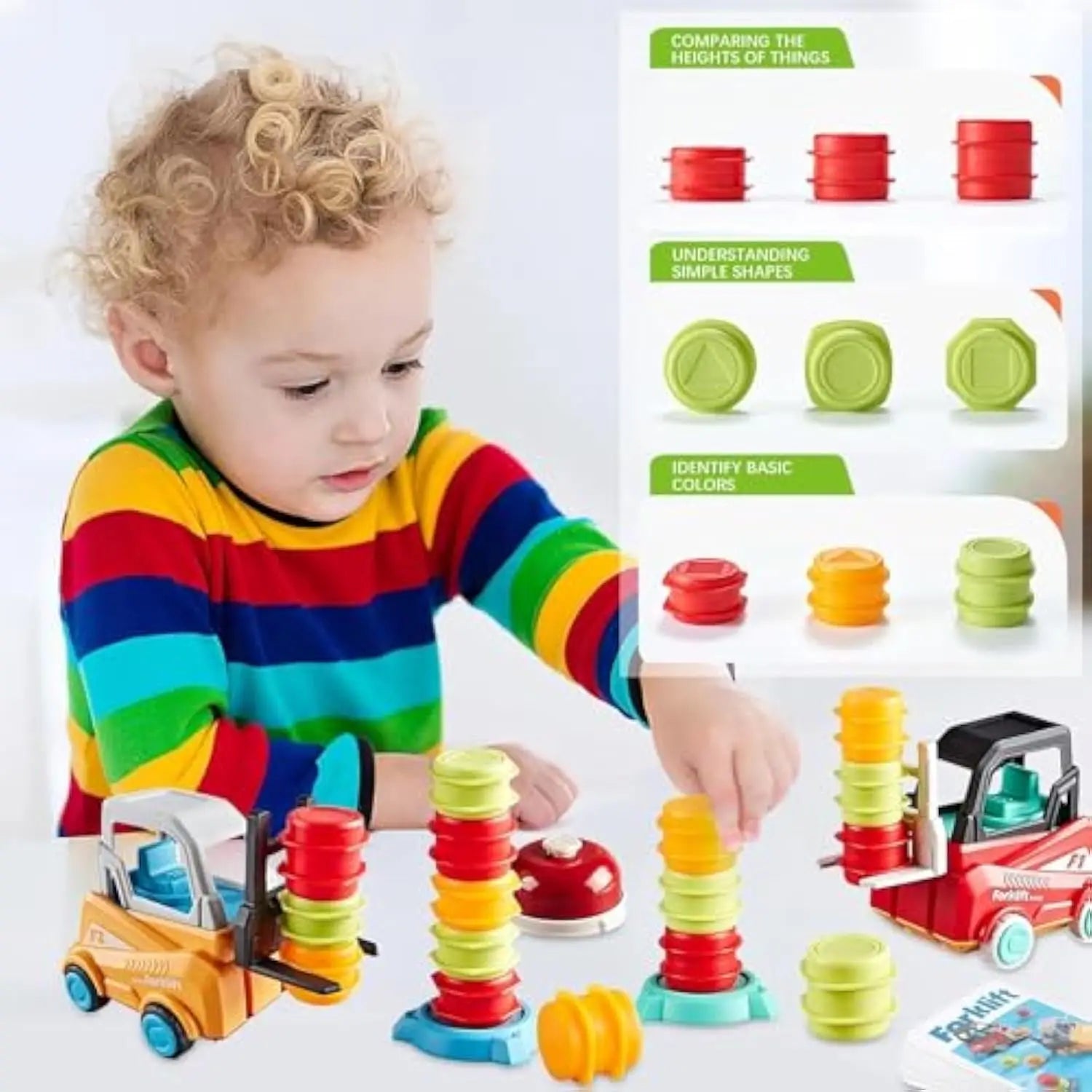 KTX-316947 Kids Montessori Engineer Forklift Balancing Stacking Game Toy