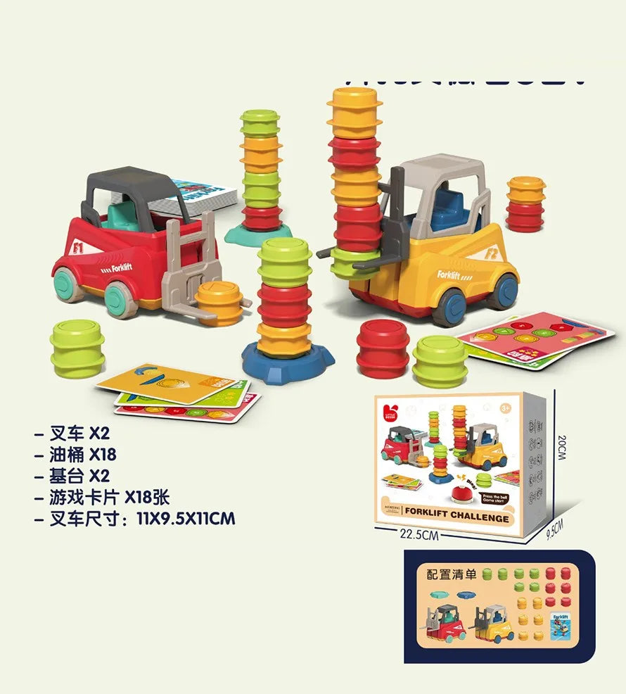 KTX-316947 Kids Montessori Engineer Forklift Balancing Stacking Game Toy