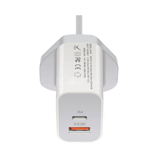 KTX-317331 18W PD Fast Charging Travel Charger with QC3.0 - Input 100V, Output 5/9/12V, 3600mA, White