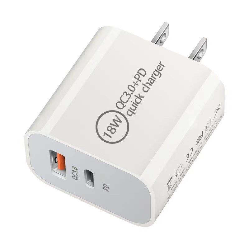 KTX-317331 18W PD Fast Charging Travel Charger with QC3.0 - Input 100V, Output 5/9/12V, 3600mA, White