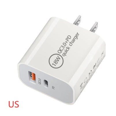 KTX-317331 18W PD Fast Charging Travel Charger with QC3.0 - Input 100V, Output 5/9/12V, 3600mA, White