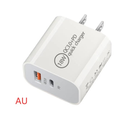 KTX-317331 18W PD Fast Charging Travel Charger with QC3.0 - Input 100V, Output 5/9/12V, 3600mA, White