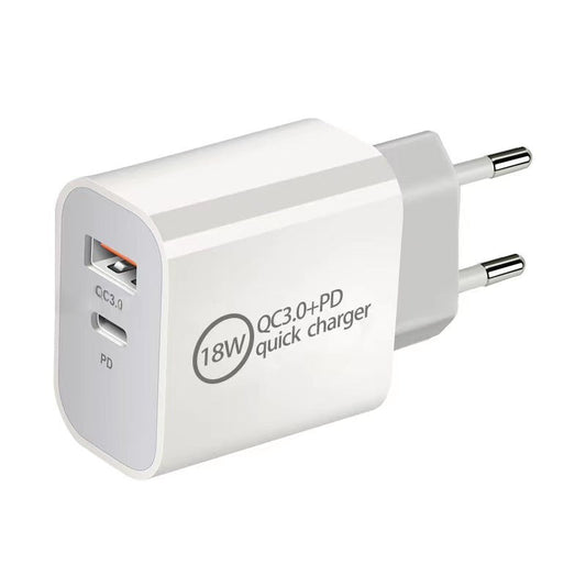 KTX-317331 18W PD Fast Charging Travel Charger with QC3.0 - Input 100V, Output 5/9/12V, 3600mA, White