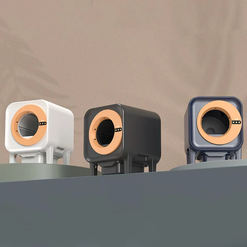 KTX-317715 Smart Automatic Cat Toilet 65L Capacity with APP Control and Self-Cleaning Feature, Durable Stainless Steel & Plastic Design