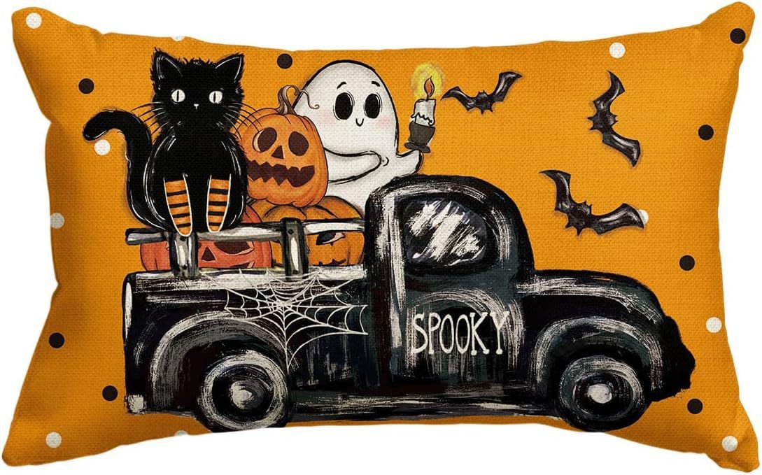 KTX-318227 Halloween Cartoon Pattern Printed Pillowcase for Home Decoration, 30x50cm, Single & Double-Sided Options