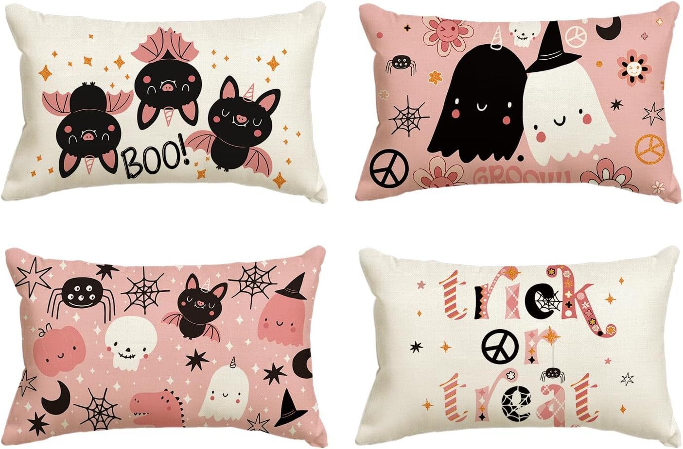 KTX-318227 Halloween Cartoon Pattern Printed Pillowcase for Home Decoration, 30x50cm, Single & Double-Sided Options