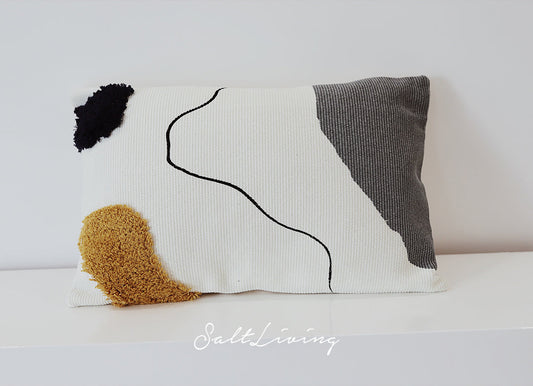 KTX-318355 Nordic Abstract Line Tufted Cushion Pillow - Cotton Down Filling, Square Design