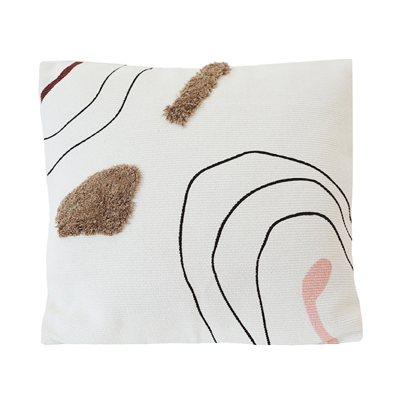 KTX-318355 Nordic Abstract Line Tufted Cushion Pillow - Cotton Down Filling, Square Design