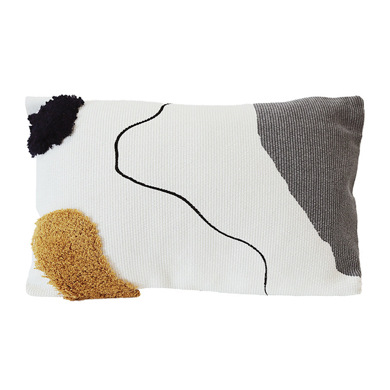 KTX-318355 Nordic Abstract Line Tufted Cushion Pillow - Cotton Down Filling, Square Design