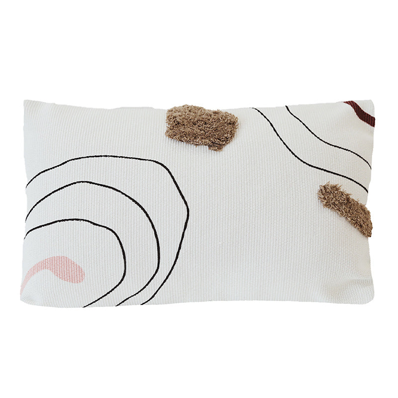 KTX-318355 Nordic Abstract Line Tufted Cushion Pillow - Cotton Down Filling, Square Design