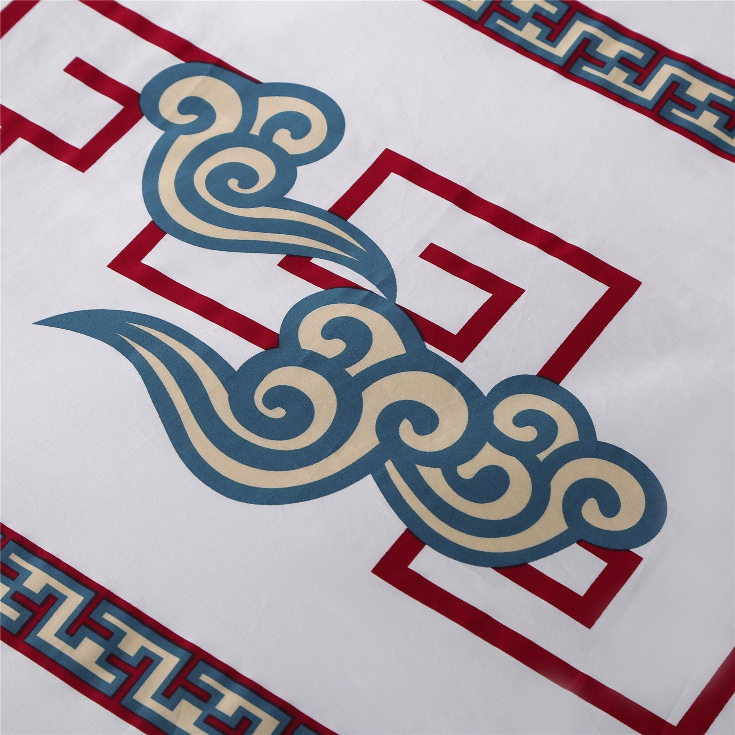 KTX-318419 Pure Cotton 4-Piece Bedding Set with Reactive Printing – Available in Red, Blue, and Yellow Cloud Patterns