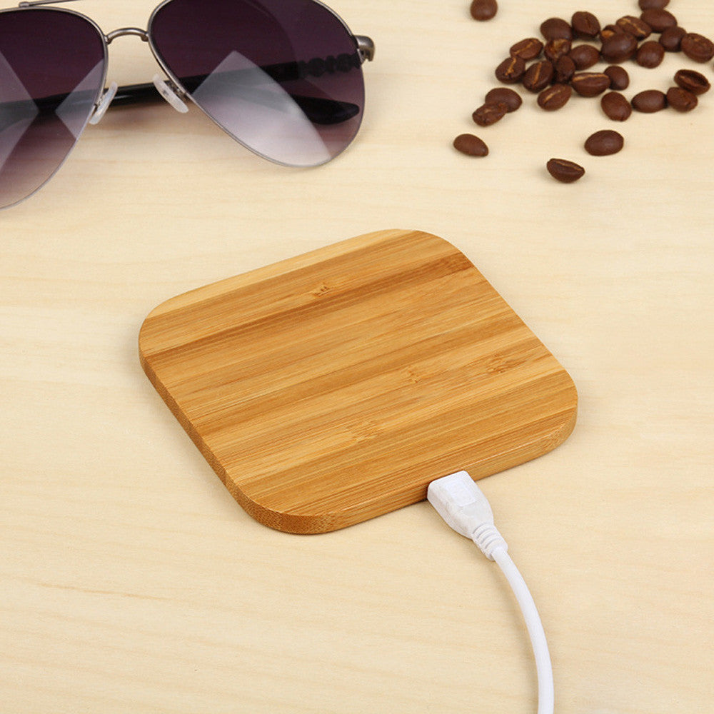 KTX-318483 Bamboo Square 5W Wireless Charger with Over-Temperature and Overcurrent Protection