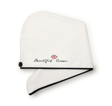 KTX-318995 Soft Coral Fleece Embroidered Hair Dryer Cap for Effortless Drying and Comfortable Use