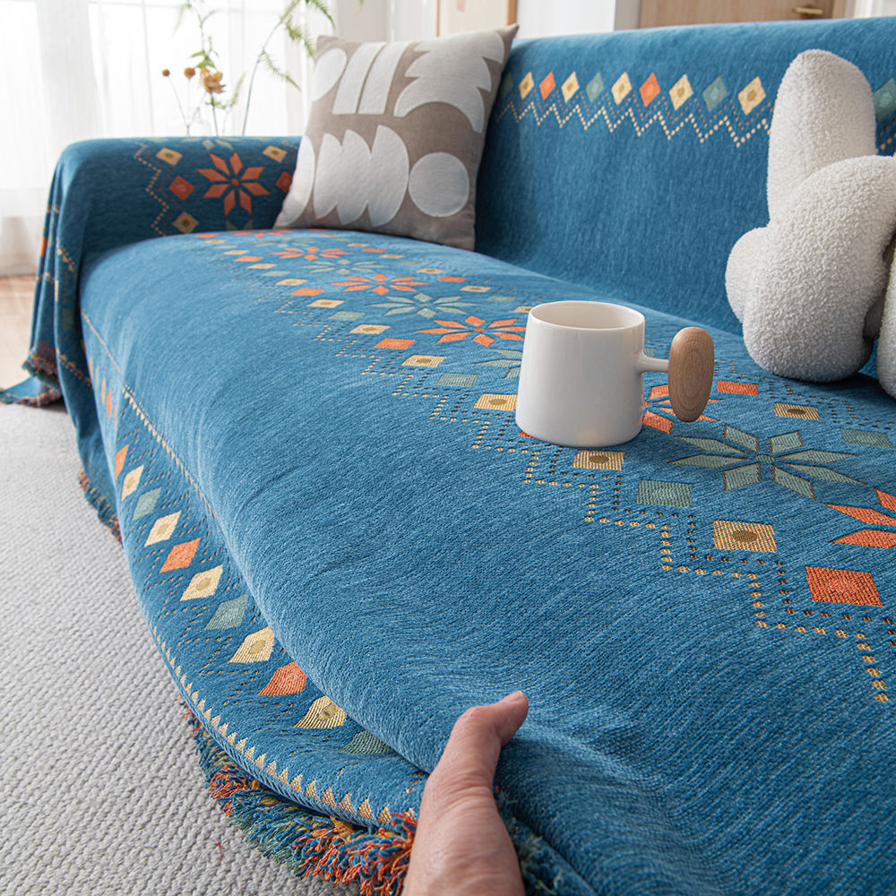 KTX-320403 Nordic Chenille Sofa Throw Blanket - Various Colors & Sizes