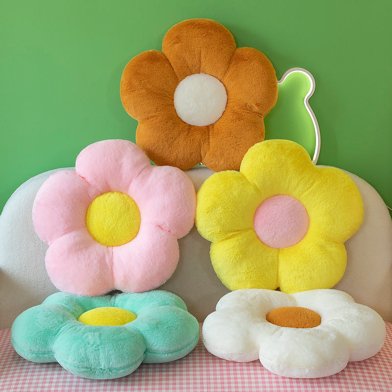 KTX-320531 Flower Shaped Cushion Pillow for Office Chairs - 35cm Soft Plush, Multiple Colors