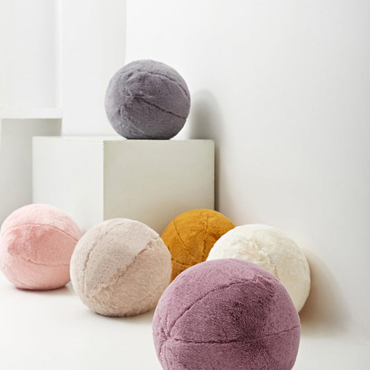 KTX-320723 Round Plush Decorative Pillow Cushion in Solid Colors