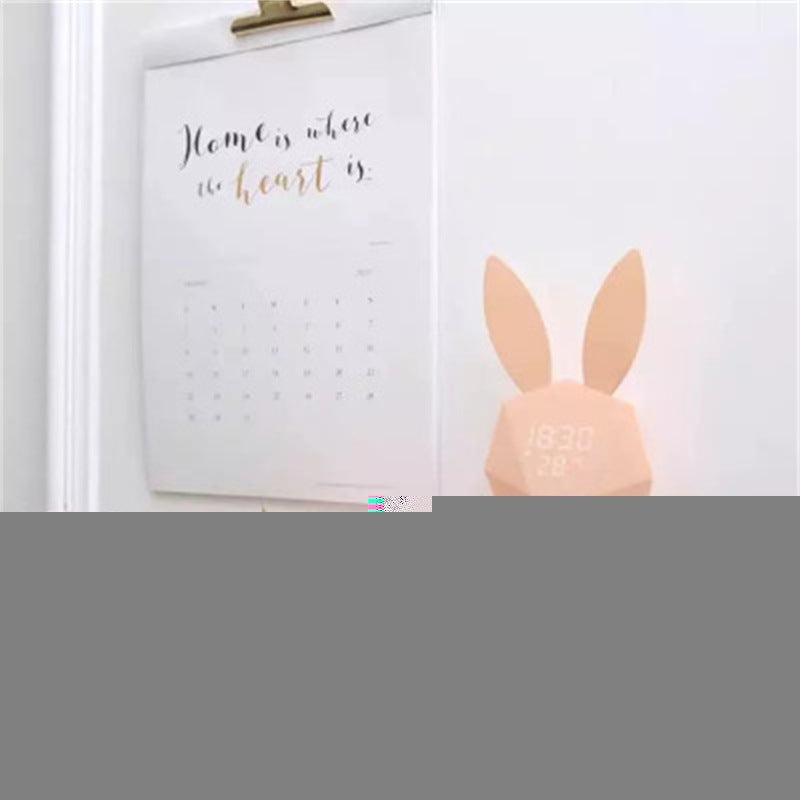 KTX-321043 Rabbit Shape Digital Alarm Clock with Battery Backup, ABS Material, Pink Green Color, Perfect for Home and Office