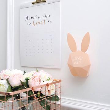KTX-321043 Rabbit Shape Digital Alarm Clock with Battery Backup, ABS Material, Pink Green Color, Perfect for Home and Office