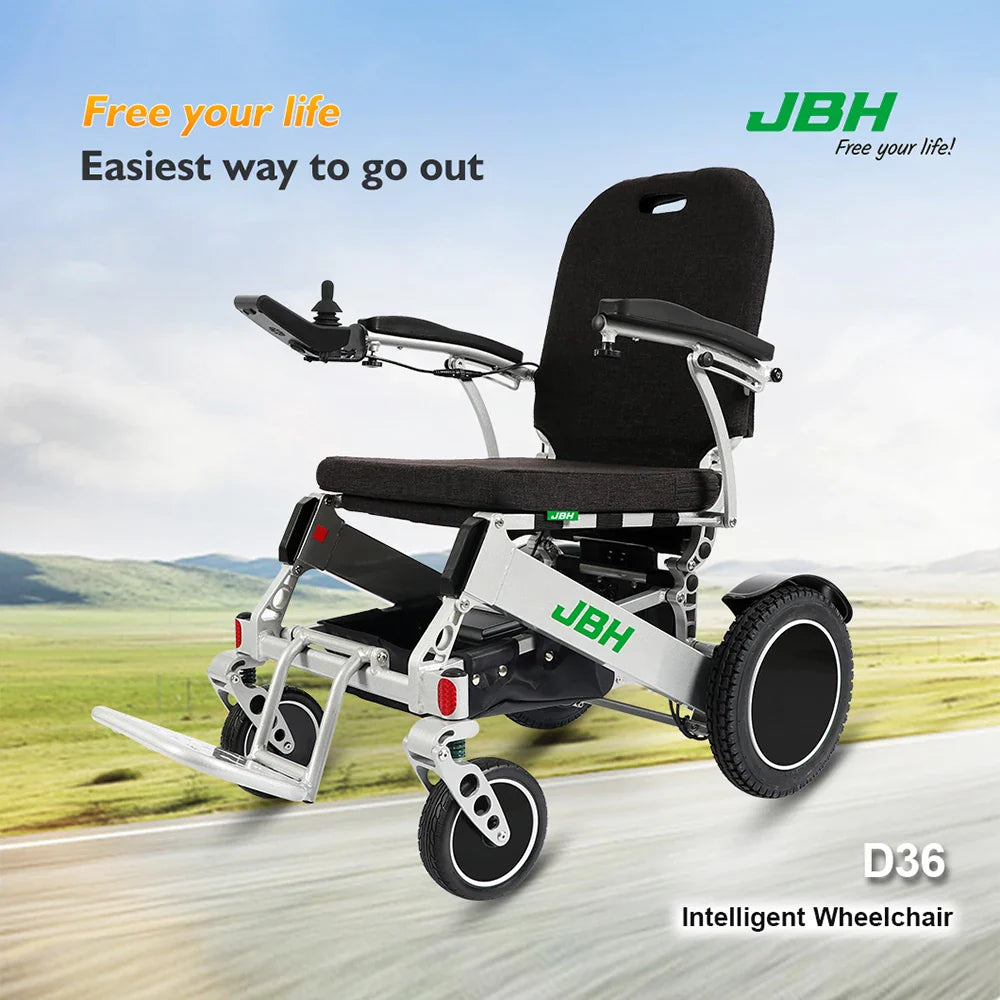 KTX-321747 Electric Wheelchair D36 - 20km Driving Range, Aluminum Alloy Frame, Removable Battery, Max Load 200 kg, Silver