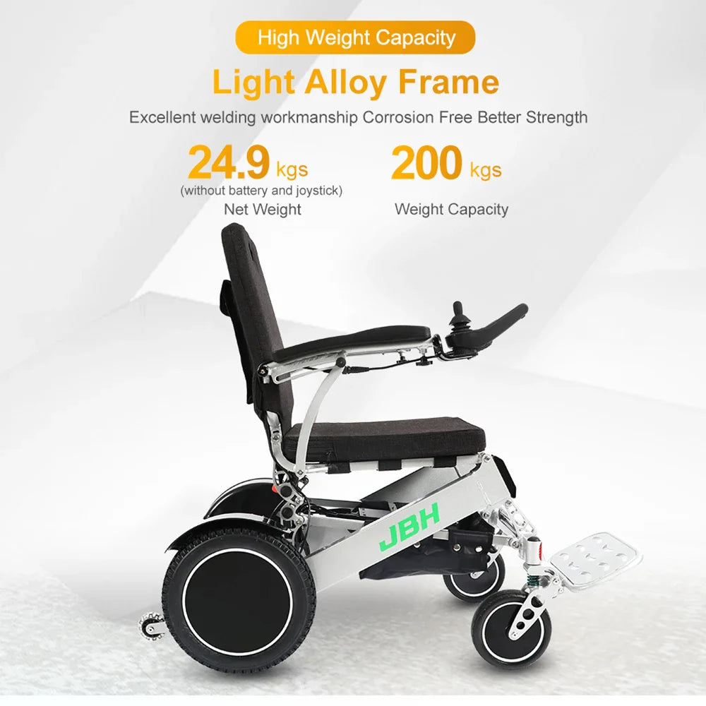 KTX-321747 Electric Wheelchair D36 - 20km Driving Range, Aluminum Alloy Frame, Removable Battery, Max Load 200 kg, Silver