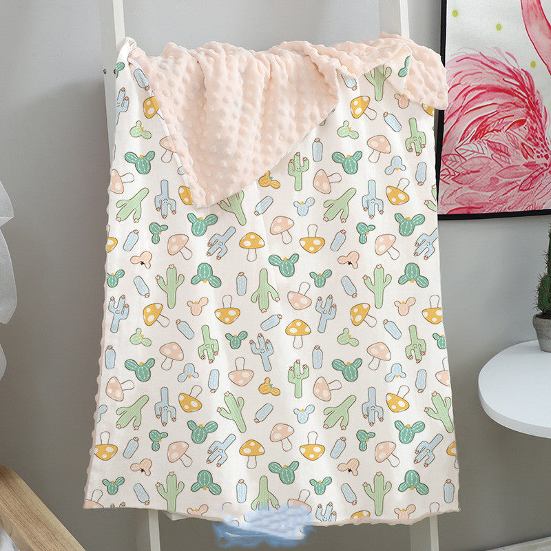 KTX-321875 Baby Soothing Beanie Blanket - 70x110cm Cotton and Polyester Quilt with Adorable Animal Designs
